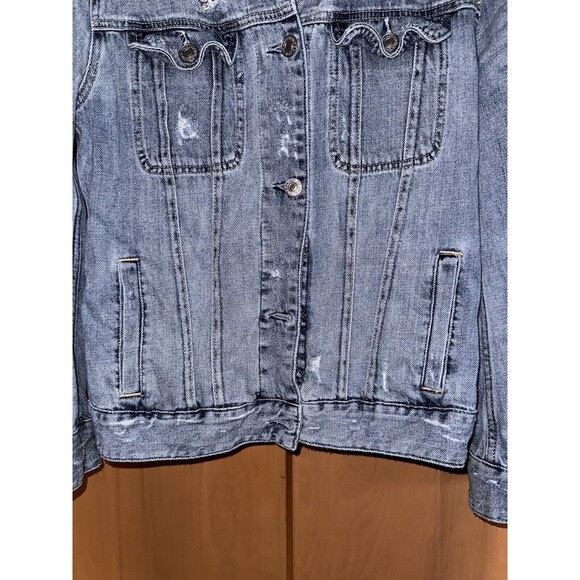 Abercrombie & Fitch Distressed Jean Jacket Size Small Womens Long Sleeve - Picture 3 of 8